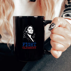AOC Fight Oligarchy Graphic Mug for Activists Protestors Social Justice Advocates Political Mug