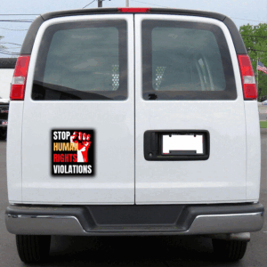 Stop Human Rights Violations, Hands Off Our Democracy Sticker, Car Magnet