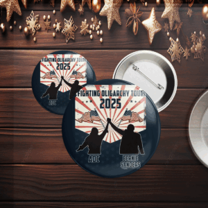Fight Oligarchy AOC Bernie - Anti Trump, Fight Oligarchy Tour 2025 Button