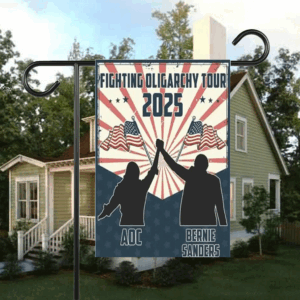 Fight Oligarchy AOC Bernie - Anti Trump, Fight Oligarchy Tour 2025 Flag