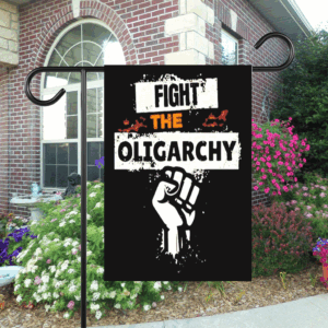 Fight the Oligarchy hand 2025 Flag