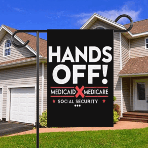 Hands off protest social security and medicare medicaid Flag