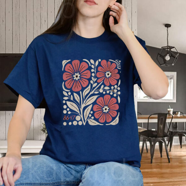 8647 Subtle Anti Trump 86 47 Floral Boho Style T-Shirt