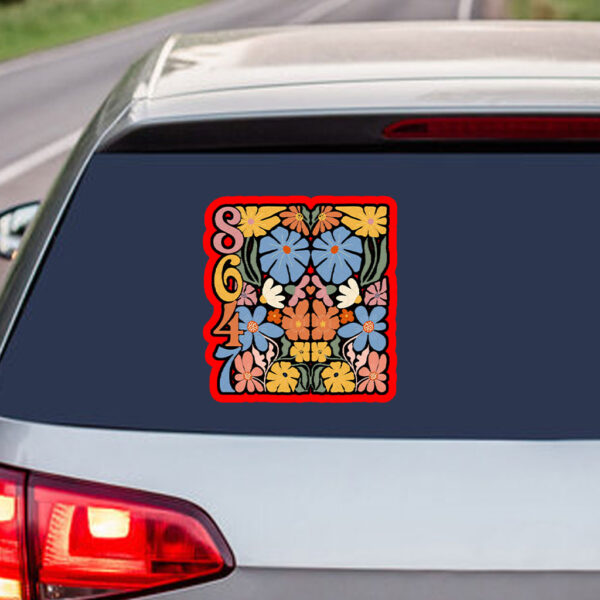 8647 Subtle Anti Trump Anti MAGA 86 47 Floral Boho Sticker, Car Magnet