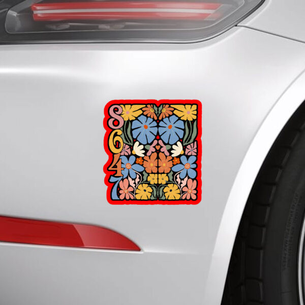 8647 Subtle Anti Trump Anti MAGA 86 47 Floral Boho Sticker, Car Magnet