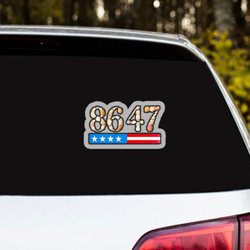 8647 seashells US flag stripes anti Trump Sticker, Car Magnet