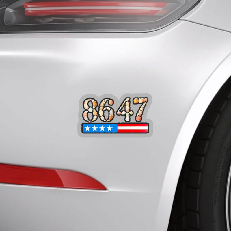 8647 seashells US flag stripes anti Trump Sticker, Car Magnet