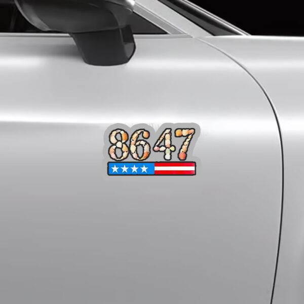 8647 seashells US flag stripes anti Trump Sticker, Car Magnet