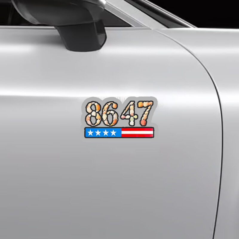 8647 seashells US flag stripes anti Trump Sticker, Car Magnet