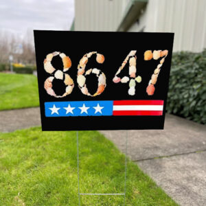 8647 seashells US flag stripes anti Trump Yard Sign