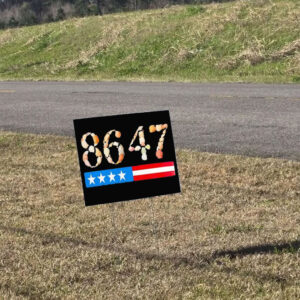 8647 seashells US flag stripes anti Trump Yard Sign