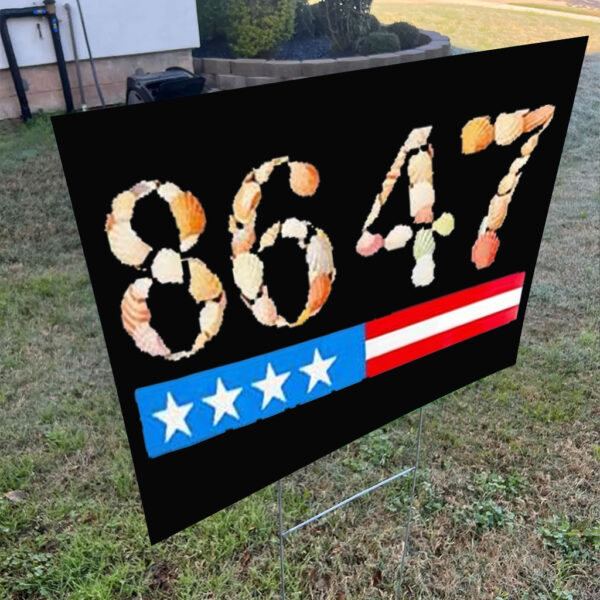 8647 seashells US flag stripes anti Trump Yard Sign