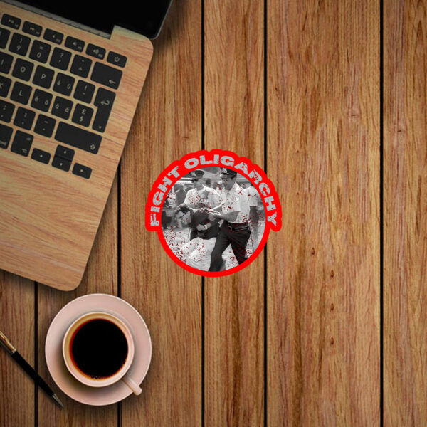 Bernie Sanders, Fight Oligarchy Tour, 1963 Bernie Arrest Photo Sticker, Car Magnet