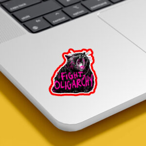 Chonky Black Cat Fight Oligarchy Sticker, Car Magnet