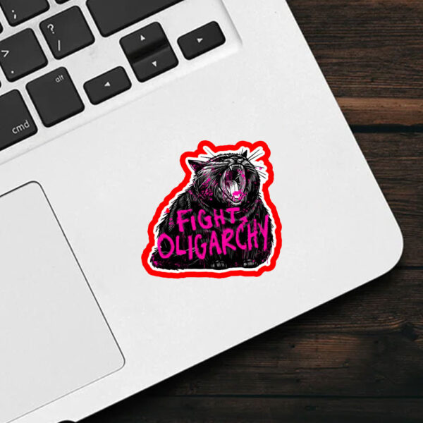 Chonky Black Cat Fight Oligarchy Sticker, Car Magnet