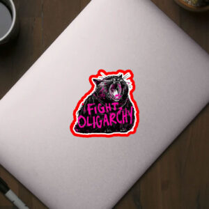 Chonky Black Cat Fight Oligarchy Sticker, Car Magnet