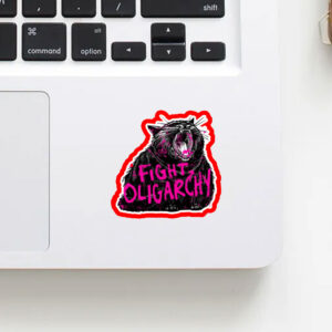 Chonky Black Cat Fight Oligarchy Sticker, Car Magnet