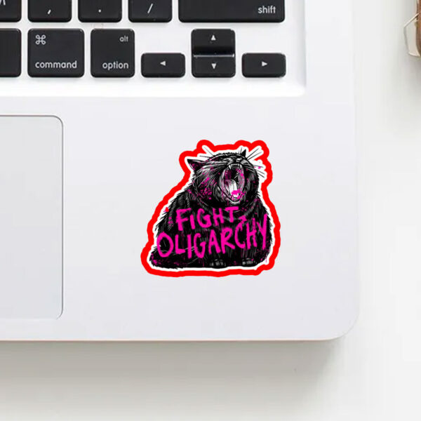 Chonky Black Cat Fight Oligarchy Sticker, Car Magnet