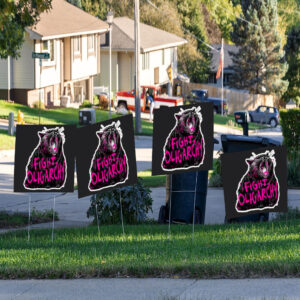 Chonky Black Cat Fight Oligarchy Yard Sign