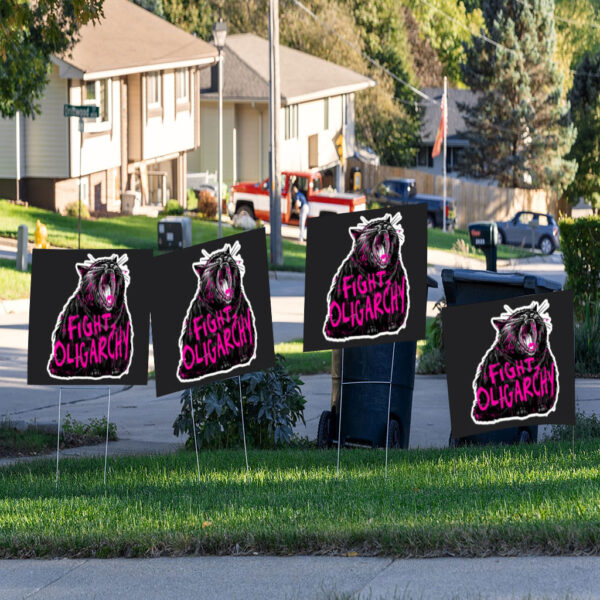 Chonky Black Cat Fight Oligarchy Yard Sign