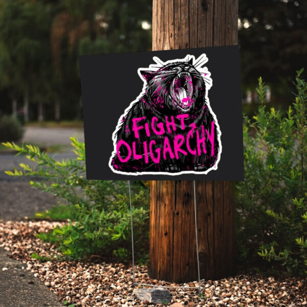 Chonky Black Cat Fight Oligarchy Yard Sign