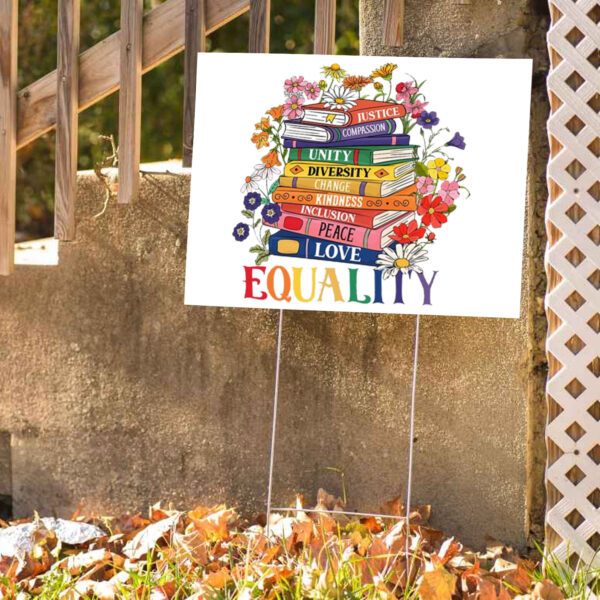 Equality Floral Book Anti Trump 2025 Yard Sign