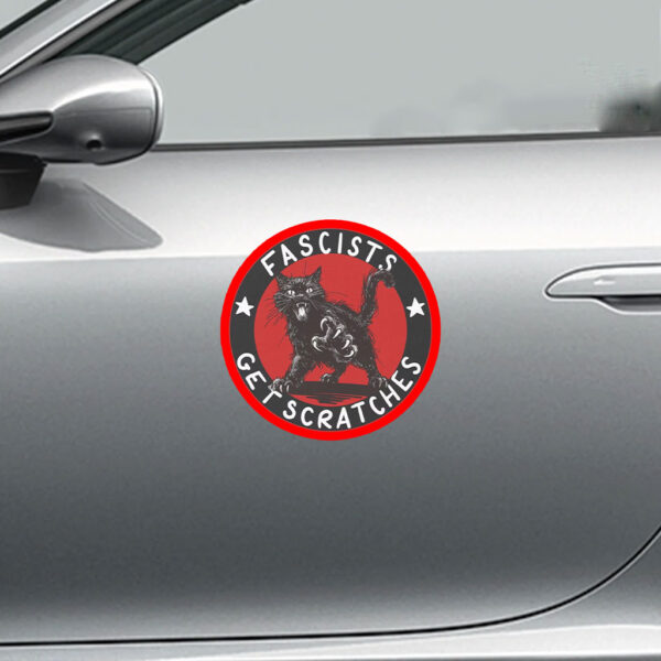 Fascists Get Scratches Cat Sticker, Car Magnet