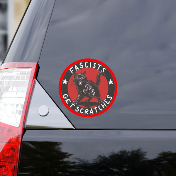 Fascists Get Scratches Cat Sticker, Car Magnet