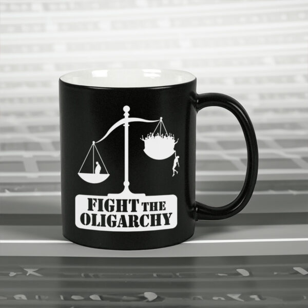 Fight the Oligarchy with the Scale of Justice and Trump Mug