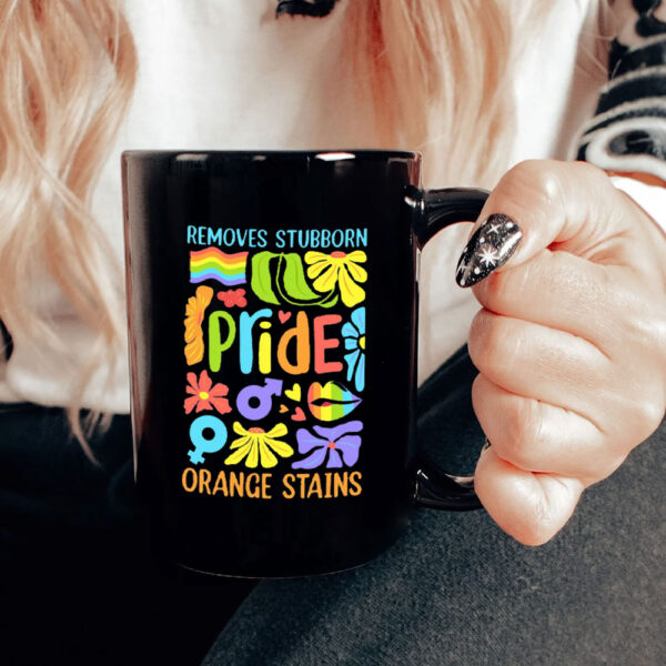 Floral Boho Pride Remove Stubborn Orange Stains LGBTQ, Funny Anti Trump LGBTQ Mug