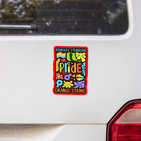 Floral Boho Pride Remove Stubborn Orange Stains LGBTQ, Funny Anti Trump LGBTQ Sticker, Car Magnet