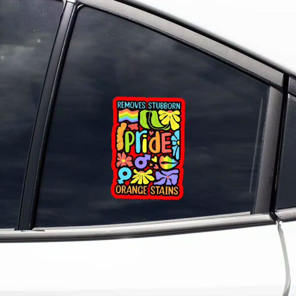 Floral Boho Pride Remove Stubborn Orange Stains LGBTQ, Funny Anti Trump LGBTQ Sticker, Car Magnet