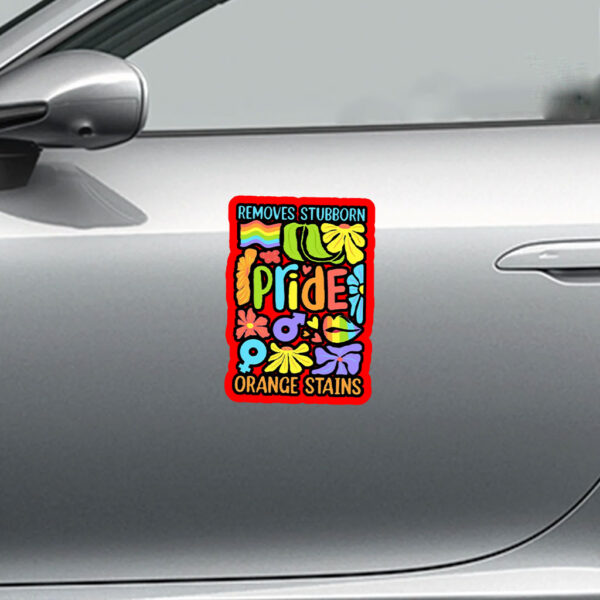 Floral Boho Pride Remove Stubborn Orange Stains LGBTQ, Funny Anti Trump LGBTQ Sticker, Car Magnet