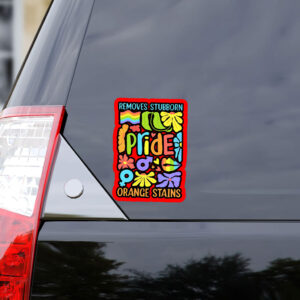 Floral Boho Pride Remove Stubborn Orange Stains LGBTQ, Funny Anti Trump LGBTQ Sticker, Car Magnet