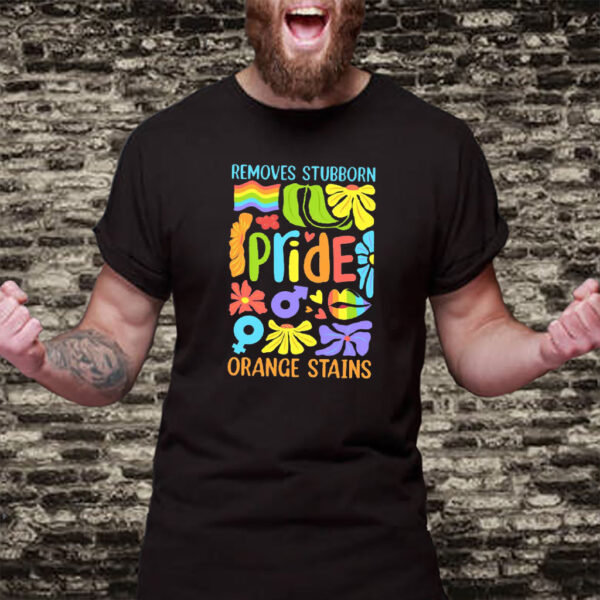 Floral Boho Pride Remove Stubborn Orange Stains LGBTQ, Funny Anti Trump LGBTQ T-Shirt