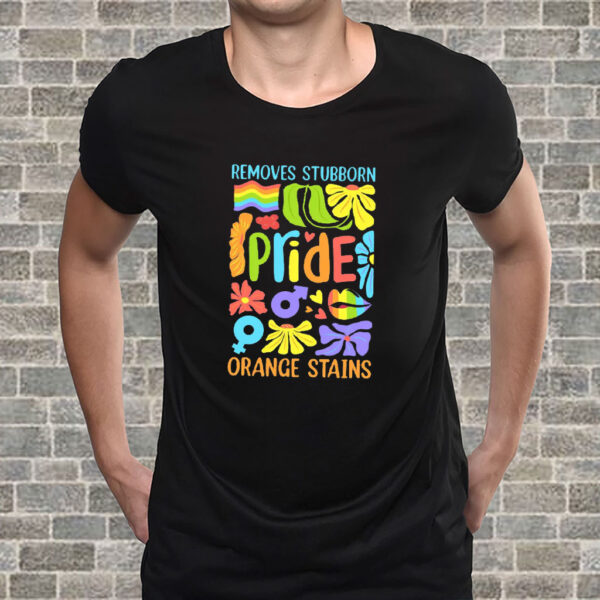 Floral Boho Pride Remove Stubborn Orange Stains LGBTQ, Funny Anti Trump LGBTQ T-Shirt
