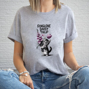 Flowers Foxglove Daisy Tulip, Cat Anti Trump 2025 T-Shirt