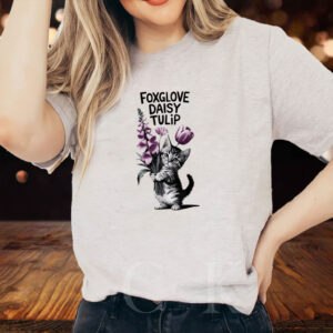 Flowers Foxglove Daisy Tulip, Cat Anti Trump 2025 T-Shirt