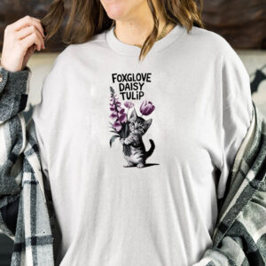 Flowers Foxglove Daisy Tulip, Cat Anti Trump 2025 T-Shirt