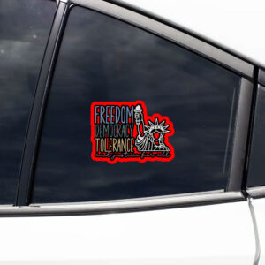 Freedom Democracy Tolerance And Justice For All, Dissent US Feminist Activist Sticker, Car Magnet