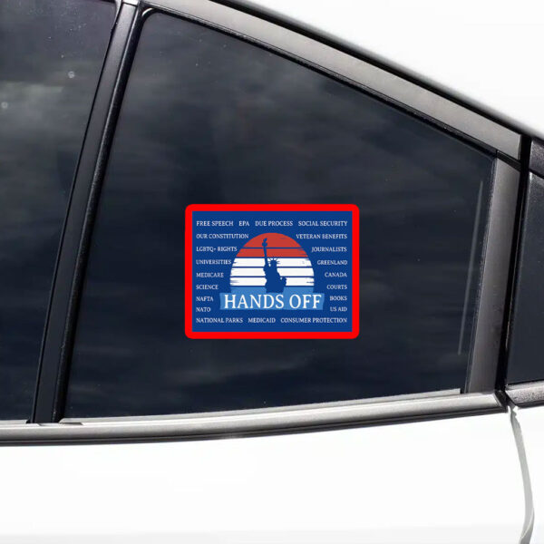 Hands Off Protest Poster, Anti-Trump Anti-Maga Resistance Sticker, Car Magnet