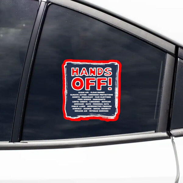 Hands Off Protest, Protect Medicare Social Security Jobs Sticker, Car Magnet