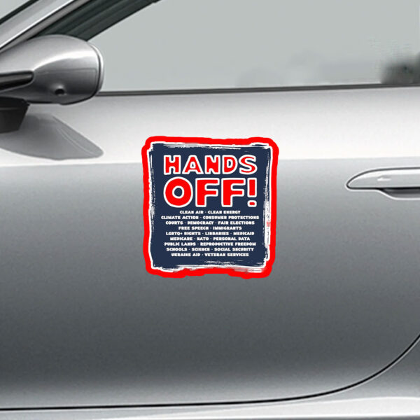 Hands Off Protest, Protect Medicare Social Security Jobs Sticker, Car Magnet