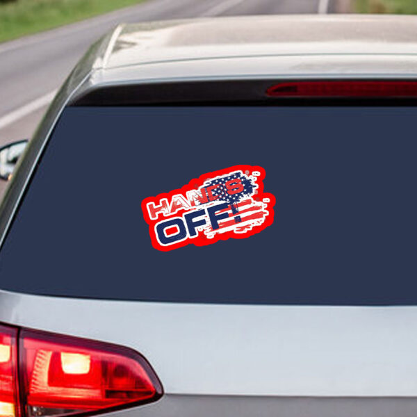 Hands Off Protest USA Flag 2025 Sticker, Car Magnet