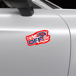 Hands Off Protest USA Flag 2025 Sticker, Car Magnet