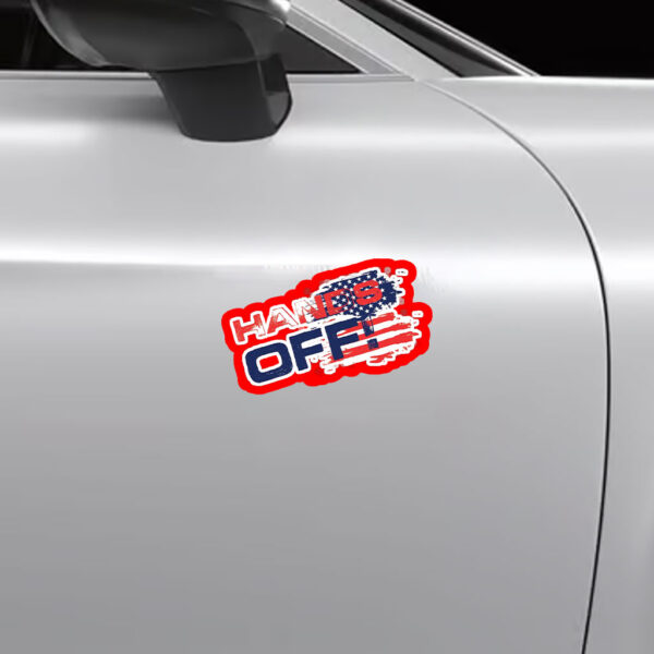 Hands Off Protest USA Flag 2025 Sticker, Car Magnet