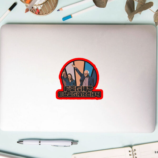 Political Revolution, Bernie Sanders AOC Fight Oligarchy Anti Trump Musk Fascism Sticker, Car Magnet