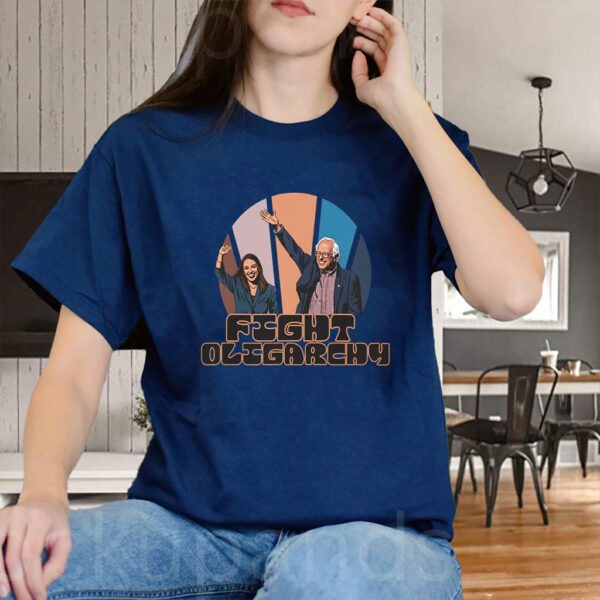 Political Revolution, Bernie Sanders AOC Fight Oligarchy Anti Trump Musk Fascism T-Shirt