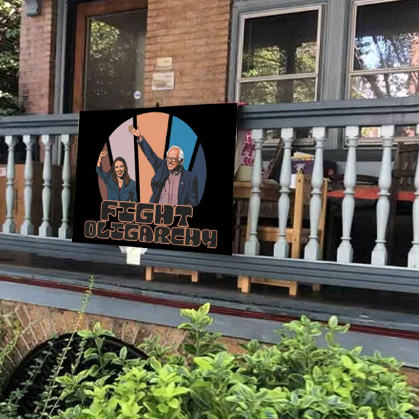 Political Revolution, Bernie Sanders AOC Fight Oligarchy Anti Trump Musk Fascism Yard Sign
