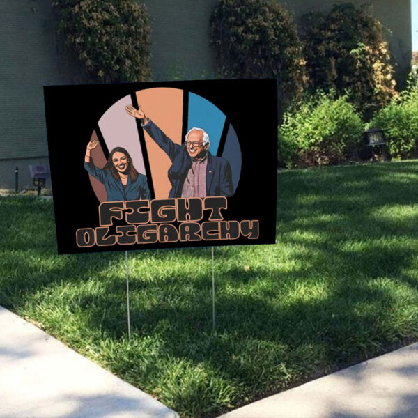Political Revolution, Bernie Sanders AOC Fight Oligarchy Anti Trump Musk Fascism Yard Sign